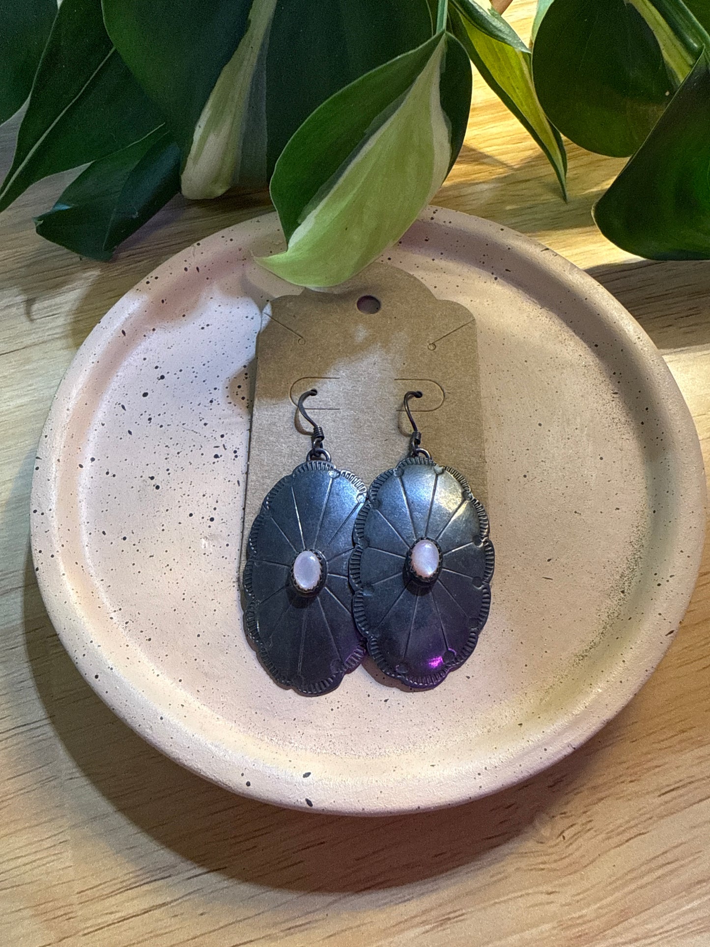 vintage signed sterling mother of pearl earrings