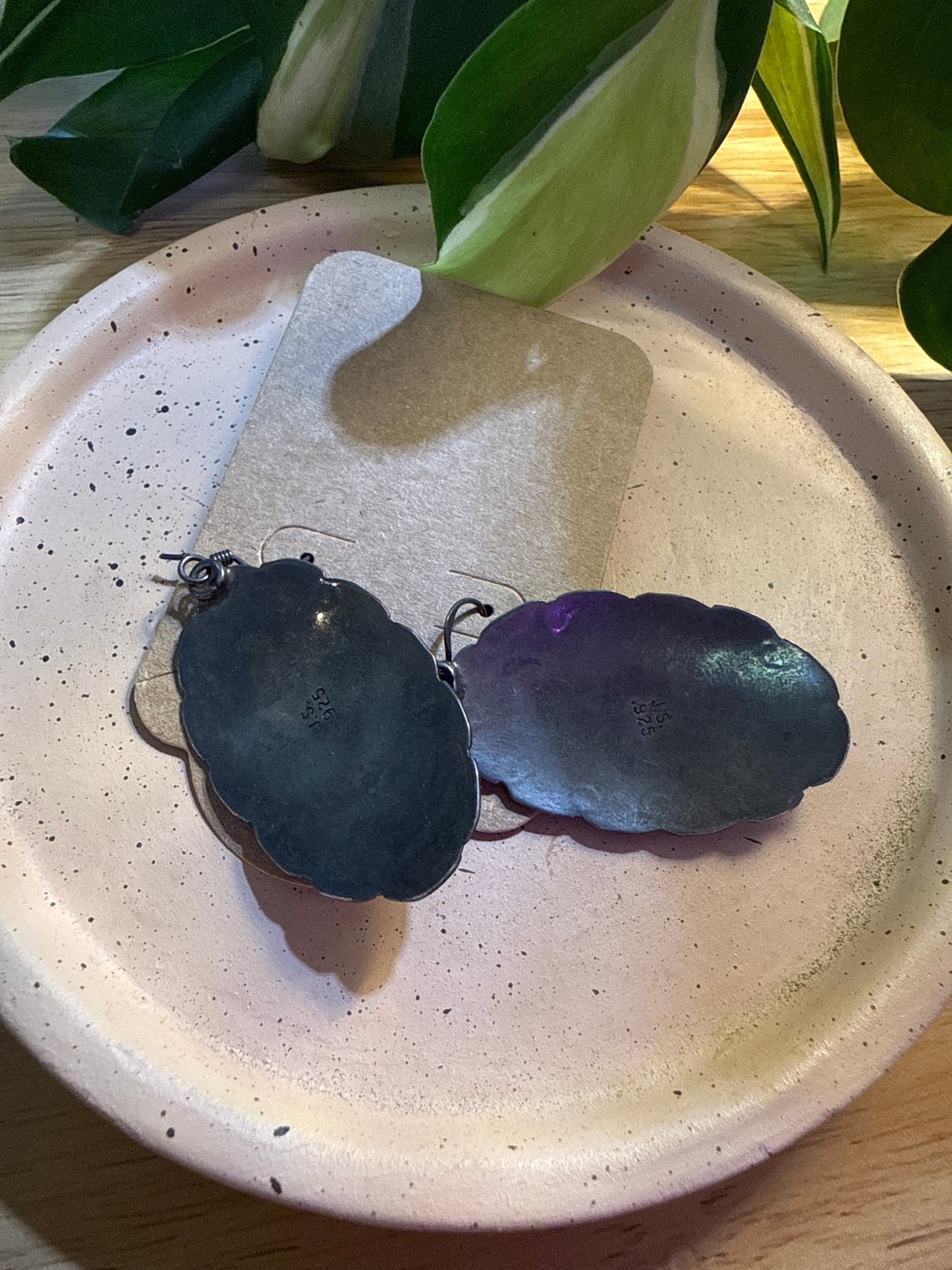 vintage signed sterling mother of pearl earrings