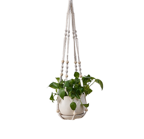 tried & true classic cotton and bead plant hanger