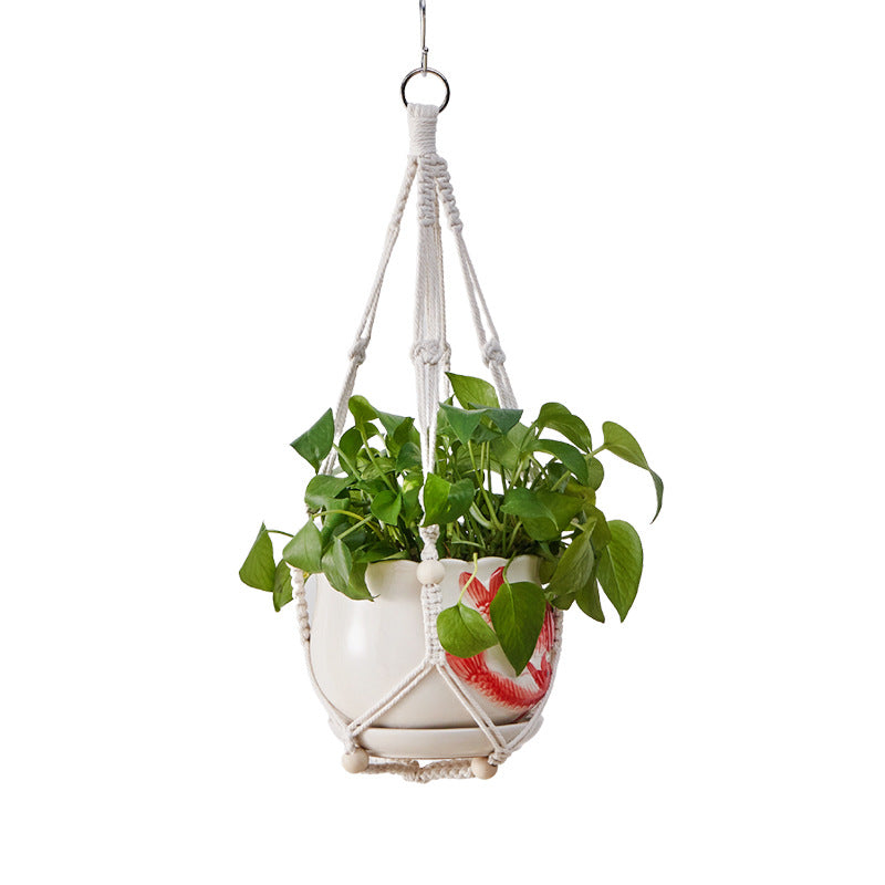 tried & true classic cotton and bead plant hanger